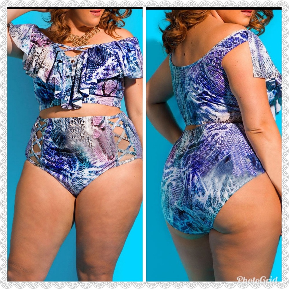 plus size snake print bikini swimsuit